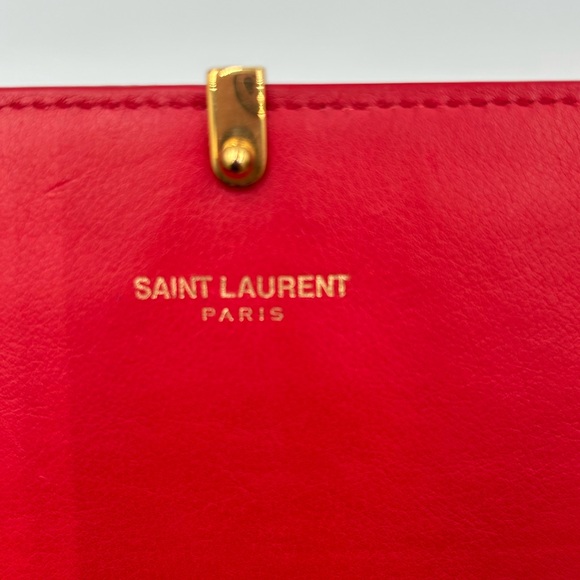 ❤️ Saint Laurent Classic Red Y Ligne Clutch Bag Wallet A210E7M8E - Picture 6 of 14